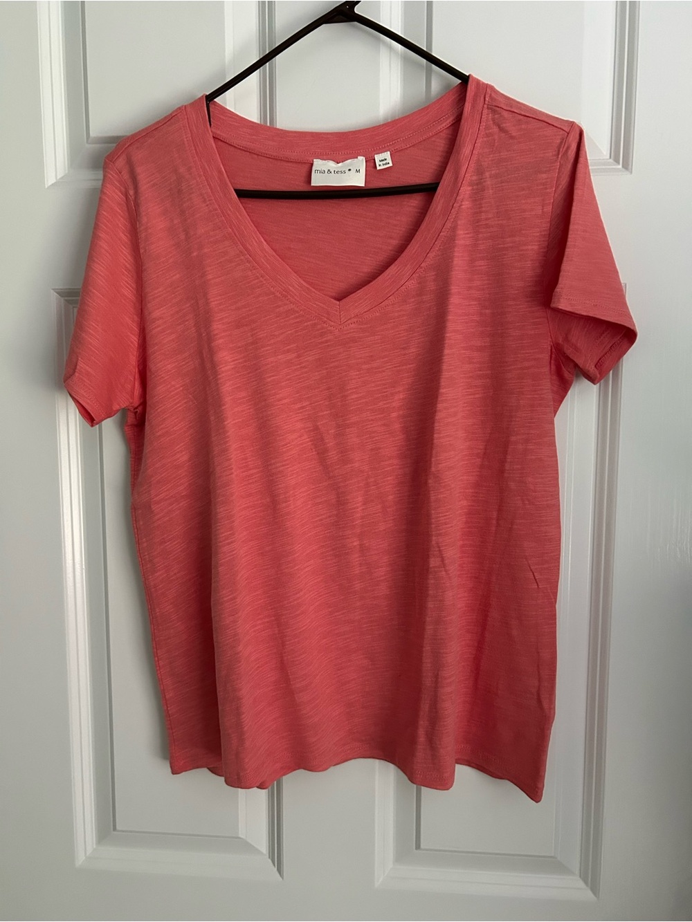 Mia & Tess Coral V-Neck Short Sleeve Tee